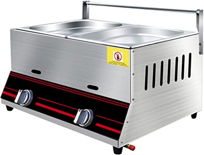 musite Freidora Profunda 6/12L Freidora Profunda Freidora de Gas Freidora de Grado alimenticio Acero Inoxidable Encendido de Pulso electrónico Antides