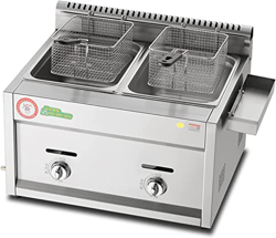 musite Freidora de Gas de Gran Capacidad de 20 l, freidora de GLP de Acero Inoxidable para Uso doméstico y Comercial, Potencia de Fuego Ajustable, con características