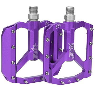 EVTSCAN Pedales de Bicicleta de aleación de Aluminio Bicicleta de Carretera o MTB, Pedales de Bicicleta de montaña Antideslizantes de 3 rodamientos(Pú