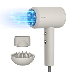 Secador de pelo de iones Zhibi profesional con 2 modos de temperatura, 1 difusor y 1 boquilla de peinado, secador de pelo de iones negativos para muje características