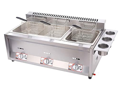 musite Freidora de Gas de 18 litros, freidora de Patatas Fritas de Gran Capacidad, freidora LPG de Acero Inoxidable, freidora Profesional con cestas p