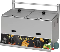 Freidora de Gas de 22 l Acero Inoxidable Tanques Dobles Mesa de 2 cestas, Temperatura de Ajuste Manual para Restaurante Comercial Equipo de Cocina par características