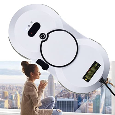 ATRNA Robot Limpiacristales Ventana, Inteligente Sensores Reconocimiento de Superficies y Bordes Robot Limpiacristales Automático-White