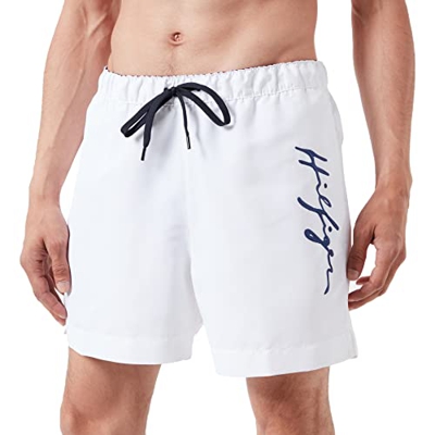 Tommy Hilfiger Medium Drawstring Bañador para Hombre, White, S