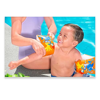 AC Manguitos Infantiles de Peces, Piscina, Vinilo Resistente. para niños de 3 - 6 años. 23 x 15 cm