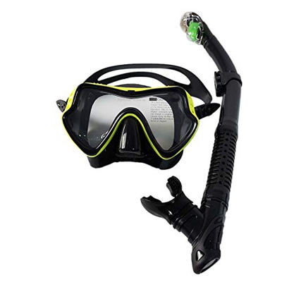 Hoirpeory Conjunto de Snorkel Máscara Antiniebla de Buceo Snorkel con de Silicona Pieza de Buceo para Adultos Natación Buceo Negro + Amarillo