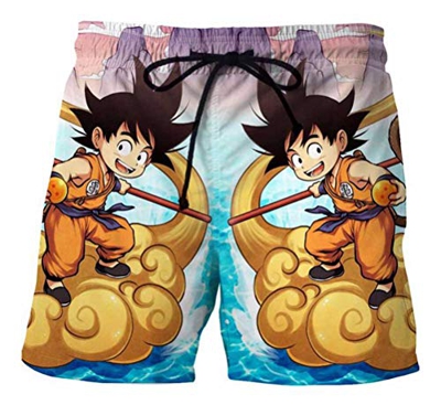 WANHONGYUE Anime Dragon Ball Z Goku Trajes de Baño Shorts de Playa Hombre 3D Imprimir Pantalones Corto Beach Board Shorts Swim Trunks 1121/28 L