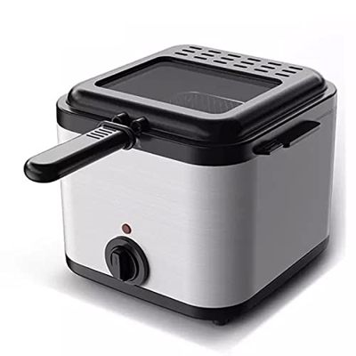 ANGELIA COMEAUX Freidora De Pescado De Aceite De Acero Inoxidable, Freidora Profunda De 1000W 2.5L con Perilla De Temperatura, Freidora Eléctrica De I