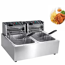 ANGELIA COMEAUX Freidora Eléctrica De Encimera, 12 litros, 5000 W, Freidora Comercial De Doble Tanque, Freidora De Mesa Profesional, Tiempo De Tempera características