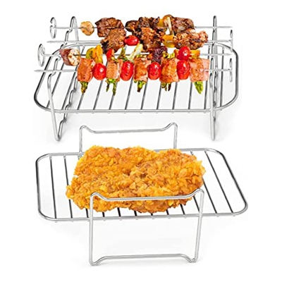 Bandeja de barbacoa de acero inoxidable para barbacoa, bandeja de repuesto para utensilios de comida para cesta doble de 8 cuartos de galón