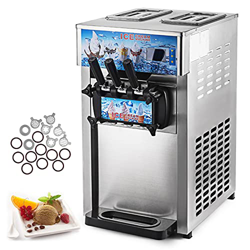 FMOPQ Commercial Ice Cream Machine Soft Serve Stainless Steel 3 Flavors Silver 18L/H 1200W Perfect for Restaurants Snack Bar Supermarkets en oferta