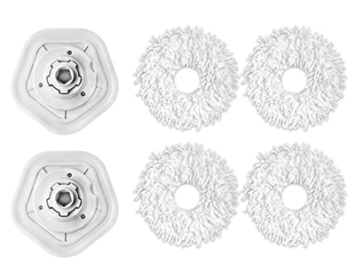 NOVAGO Compatible con aspirador robot Dreame W10/Vacuum W10/W10 Pro – Pack 4 fregonas y 2 soportes trapos de lana y microfibra lavables y resistentes 
