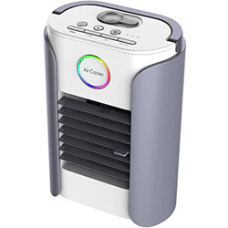 Air Conditioner Fan USB Personal Desk Fan Built-in 2000mAh Battery and 300ml Water Tank 2 Speeds Personal Air Conditioner Misting Fan with LED Light f características