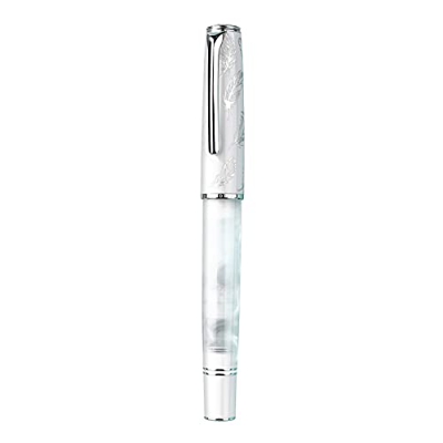 Pluma estilográfica Hongdian N8, punta extrafina de iridio de color blanco, instrumento de escritura suave con convertidor y estuche de bolígrafo de m