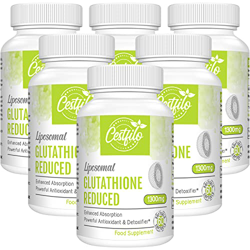 Cestfilo Glutatión liposomal reducido 1300 mg, Forma activa L Glutatión reductasa (GSH), Potente antioxidante para una protección celular óptima (360  características