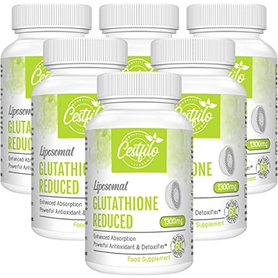 Cestfilo Glutatión liposomal reducido 1300 mg, Forma activa L Glutatión reductasa (GSH), Potente antioxidante para una protección celular óptima (360 