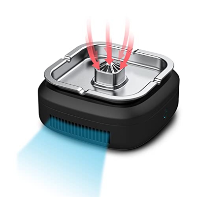 FMOPQ Ashtray USB Rechargeable Smoke Purifier Ash Tray Multifunctional Smokeless Ashtrays Portable Two-Level Adjustable Ashtrays for Outside Patio Hom