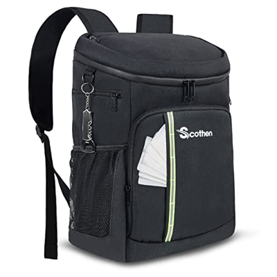Scothen Cooler Mochila con 12 Bolsas de Hielo - Mochila Aislante Impermeable y a Prueba de Fugas - Mochila Ligera para El Almuerzo para Hombres, Mujer