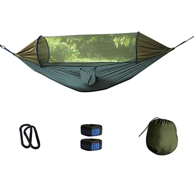 Hammock Outdoor Swing Parachute Cloth Automatic Quick-Opening Hammock Outdoor Camping Net Tent Hammock with Struts Large Space High Load-Bearing