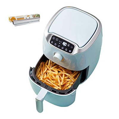 Steam Iron Electric Hot Air Fryers Vortex Air Fryer/360° High Speed Air Circulation Heating Timer and Adjustable Temperature 4L Capacity 1500W Blue