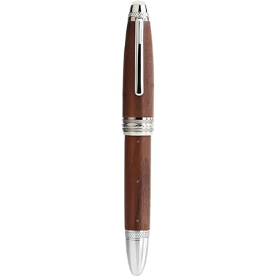 FMOPQ Fountain Pens Handmade Wood Fountain Pen Nib with Converter Rivet Pearl Top Writing Pen Silver Clip Beautiful Writing Pen (Color : Walnutwood Ni