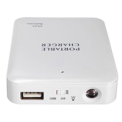 AuntYou Caja de bateria del Banco de la energia del USB portatil Cargador de bateria Externa del Paquete del Cargador de bateria de Emergencia 4X AA p
