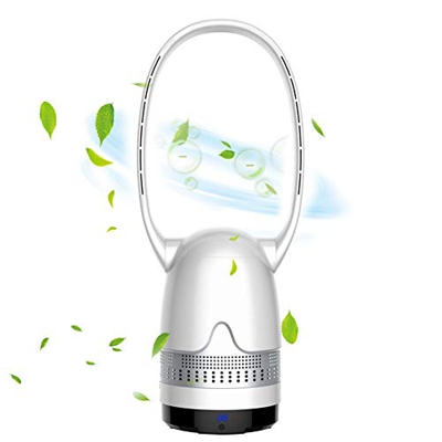 Evaporative Coolers Bladeless Fan Air Cooler with LED Display 120 ° Spin Shaking Head Low Noise Air Conditioner Fan Cooler Negative Ions Safety Fan Si