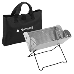 Navaris Mini Parrilla Plegable - Barbacoa portátil de carbón o leña con Estuche de Transporte - Pequeña BBQ para Camping terraza Festival Playa en oferta