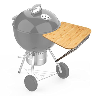 Onlyfire Bambú Mesa Auxiliar para parrilla de 55 cm Weber Master Touch y Original Kettle Grills, y otras parrillas de carbón de leña de tamaño similar