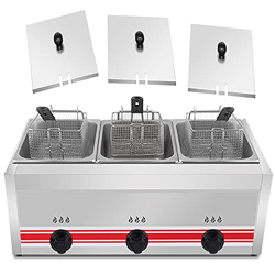 WZXCV Máquina De Papas Fritas De Acero Inoxidable 10L/20L/30L Freidora De Gas De Gran Capacidad Independiente Potencia De Fuego Ajustable con Cestas Y en oferta
