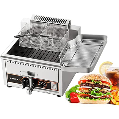 WZXCV Freidora A Gas Profesional, Freidora Comercial De Acero Inoxidable con Cesta Y Válvula De Drenaje De Aceite para Papas Fritas Restaurantes Super