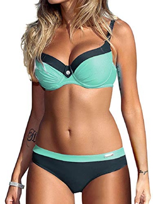 Voqeen Tops de Bikini Mujer Push-up Trajes de baño Dos Piezas Sexy Bikini Sets Mujer Ropa de Baño Ropa de Dos Piezas Adecuado Viajes Playa (Azul, M)