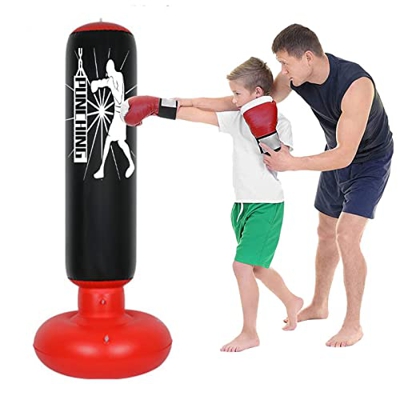 ZIPD Saco de Boxeo Inflable Saco de Boxeo de Boxeo for niños Saco de Boxeo de pie Inflable para Niños Adultos (Color : Black, Size : 160cm)