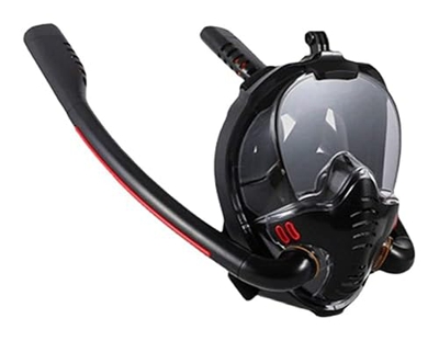 KITZIT Gafas Buceo de la Cara de Cara Completa máscara de Snorkel Segura 180 ° Máscara de Buceo panorámico con Sistema de Doble Tapa Seca (Color : Bla