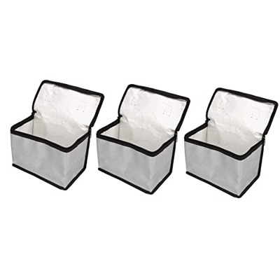 Bolsa de Batería Portátil, Bolsa de Transporte de Batería 3 Piezas Diseño de Orificio de Carga de Fibra de PVC a Prueba de Fuego a Prueba de Explosion