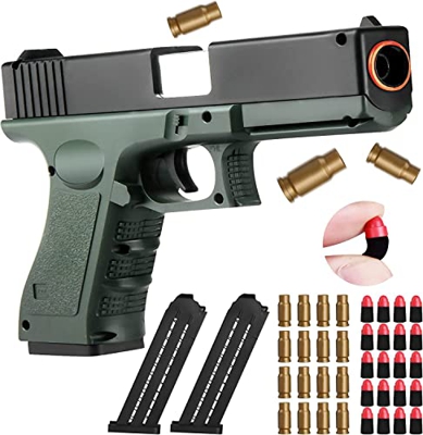 Tanibz Pistola de juguete, Soft Foam Bullet Blaster Toy, recarga manual, expulsión automática de Bullet Cases para juguetes educativos, modelo de pist
