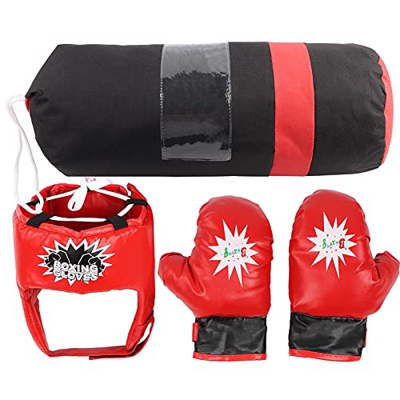 RiToEasysports Bolsa de Arena de Boxeo Colgante, Bolsa de Arena de Boxeo de Entrenamiento de PU Resistente Al Desgaste para Niños con Guantes de Casco