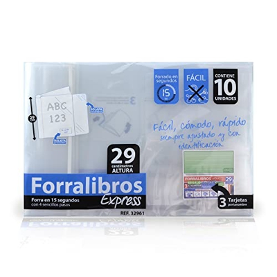 Forra Libros Express - REF. 32961 - El Único Completo - con Identificador, Solapa y Ecológico -Tu libro forrado en 15 Segundos (29 cm)