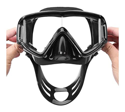 KITZIT Goggles Masilla de Buceo de Buceo Full Snorkel Snorkel Anti-Fog Mask Lente Templado Espejo de Tres Lados (Color : Black) en oferta