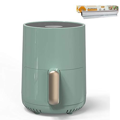 Electric Hot Air Fryers 1.5L/Stainless Steel/Non-Stick Layer/Oil Less Fryer Timing Temperature Adjustment/Compact Air Fryer Fried Blue + Grill Tin Foi