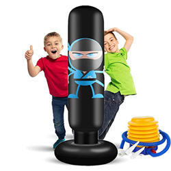 EIVONDA Saco de Boxeo Niños 160cm Inflable Ninjas Saco de Boxeo de Pie Saco de Arena con Bomba de Aire para Practicar Karate Taekwondo y Aliviar la En características