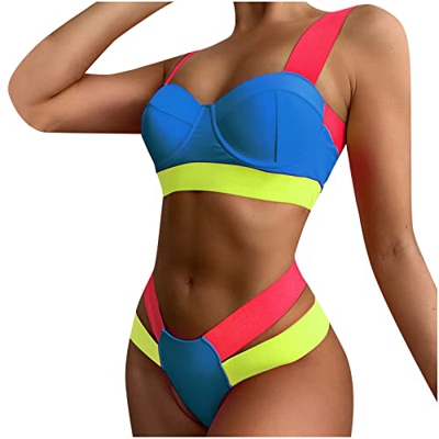 Nuevo 2022 Mujer Bikini Conjunto de Bikinis dos piezas Patchwork Moda Ropa de Playa Sexy Deportes Push up talle bajo Bikini Tankinis Beachwear elegant