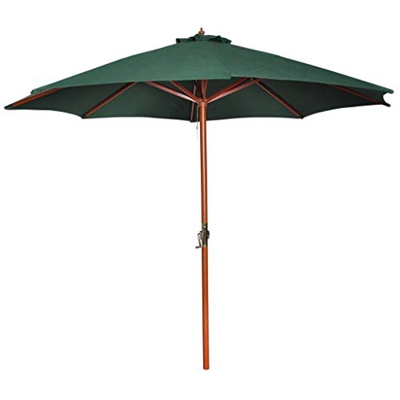 HENGLE Sombrilla de Patio en voladizo con Parasol Resistente de 3 m Verde con Poste marrón para jardín al Aire Libre, sombrilla de Playa, toldo Paraso