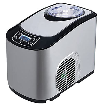 Ice Cream Deluxe Pre-Freeze Ice Cream Frozen Yoghurt and Sorbet Maker-1.5L Ice Cream Machine Automatic Compressor Fast Household Milk Tea Shop Silver