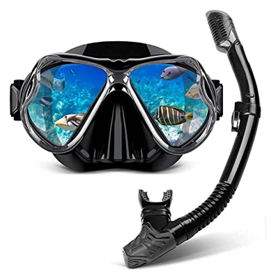 KITZIT Toldeas de máscaras de Buceo Set de Buceo seco, Vista panorámica Ancha, máscara de Buceo Anti-Fog de Buceo, respiración fácil y Equipo de Snork