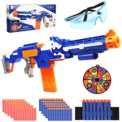 Herefun Pistola Juguete Eléctrica, Kit de Disparos Juegos Tiro Pistola de Ninos, Grande Pistola Automática con 100 Dardos Espuma + Gafas Protectoras, 