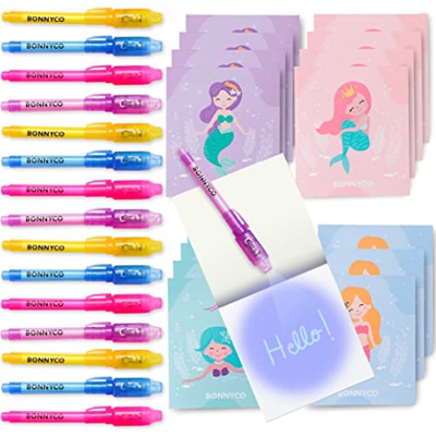 BONNYCO Bolígrafo Tinta Invisible y Libreta Sirenas Pack x16 Detalles Cumpleaños Niños, Regalos Cumpleaños Niños Colegio, Piñatas de Cumpleaños | Rega