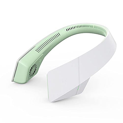 FMOPQ Hanging Neck Fans 2021 New Portable Mini Lazy Hack Neck Neck no Leaf USB Mute Charging Type-Green