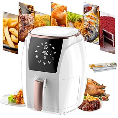 5.5L Capacity/1400W Intelligent Temperature Control/Electric Hot Air Fryers Screen Timer Temperature Control High-Power Compact Air Fryer Tin Foil