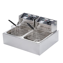Commercial Fryer Thickened Stainless Steel Double-Head Double-Cylinder Double-Screen Fryer 12l Snack Fries Skewers Fryer características